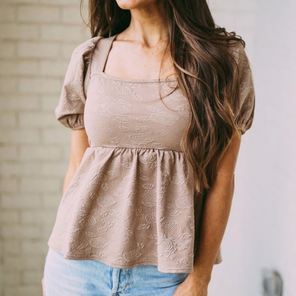 These Three Boutique Cocoa Floral Babydoll Top - Worn Once
